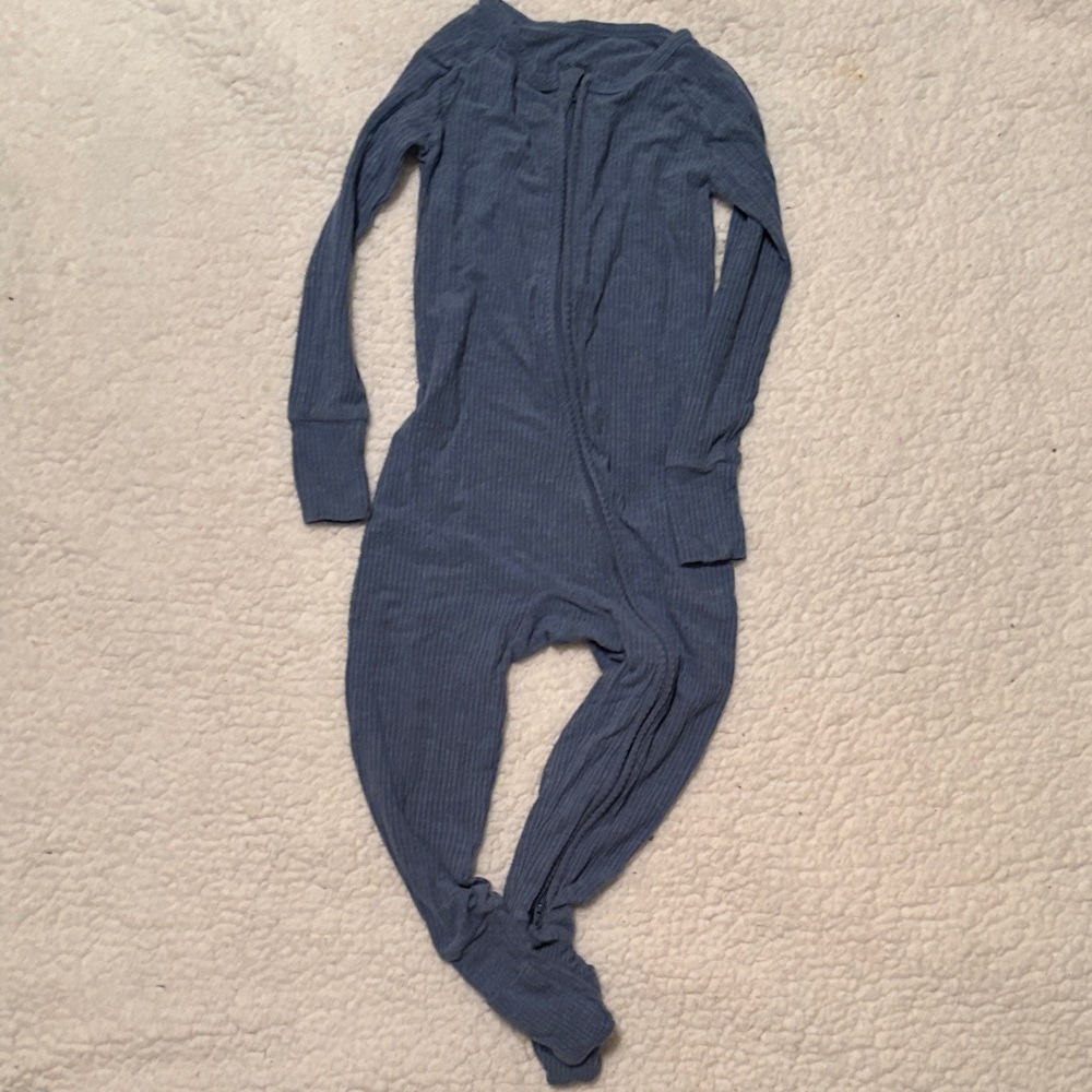 Little Sleepies Ribbed Heather Blue Zippy